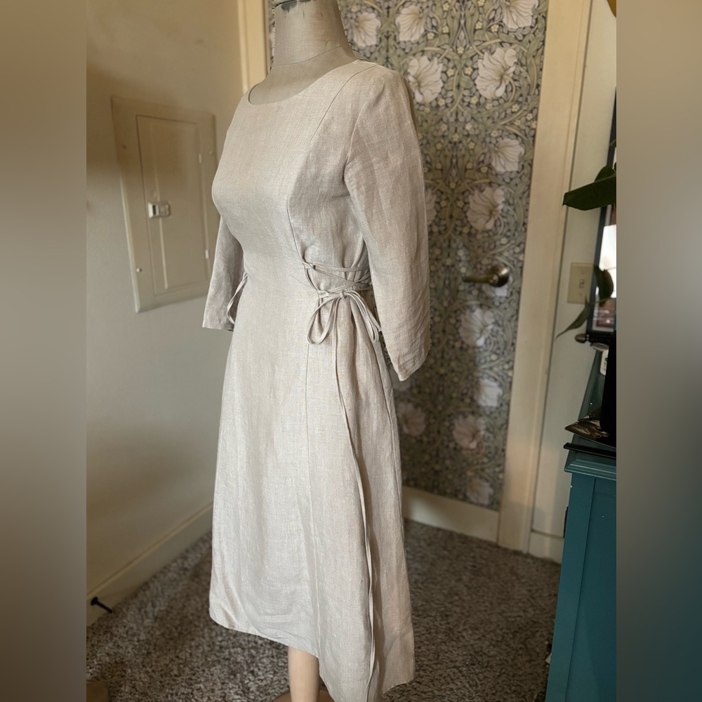 Voriagh "Elina" natural linen midi dress